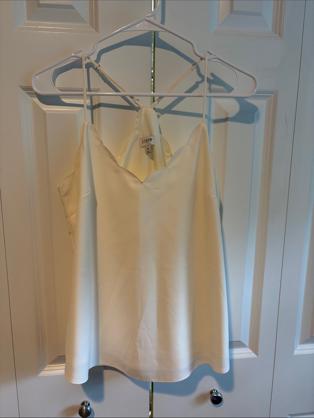 J. Crew Cream Satin Scalloped Cami